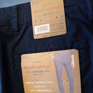 NWTWeatherproof Vintage Men's 32 X 30 Stretch Twill Slim Fit Pants